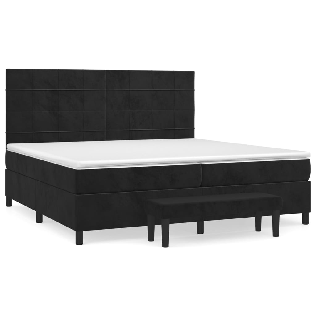 Boxspring met matras fluweel zwart 200x200 cm is nu te koop bij PeponiXL, paradijselijk wonen!