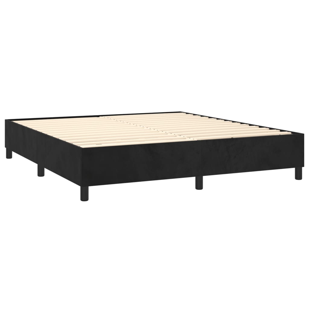 Boxspring met matras fluweel zwart 200x200 cm is nu te koop bij PeponiXL, paradijselijk wonen!