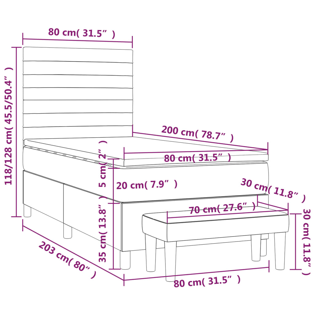 Boxspring met matras fluweel roze 80x200 cm is nu te koop bij PeponiXL, paradijselijk wonen!