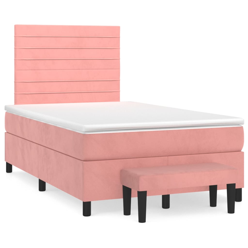 Boxspring met matras fluweel roze 120x200 cm is nu te koop bij PeponiXL, paradijselijk wonen!