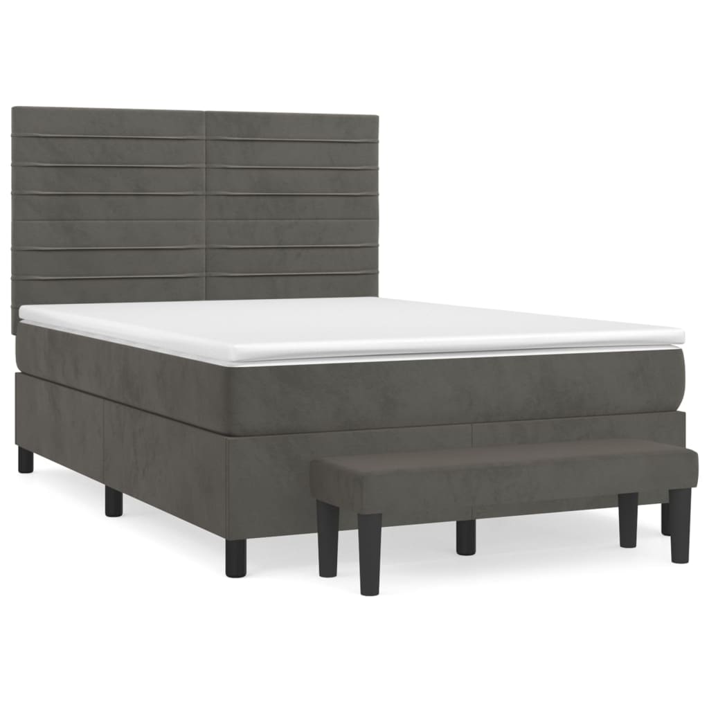 Boxspring met matras fluweel donkergrijs 140x200 cm is nu te koop bij PeponiXL, paradijselijk wonen!