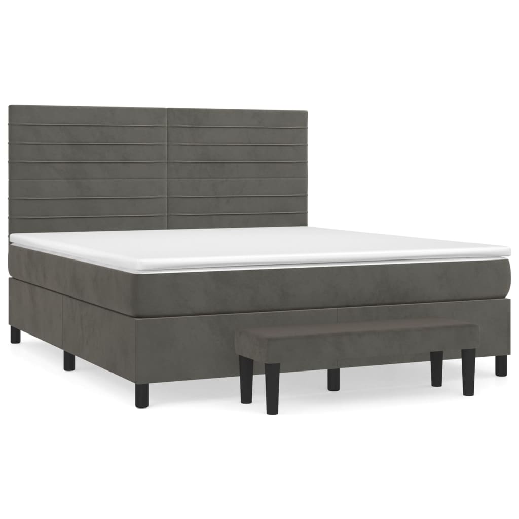 Boxspring met matras fluweel donkergrijs 180x200 cm is nu te koop bij PeponiXL, paradijselijk wonen!