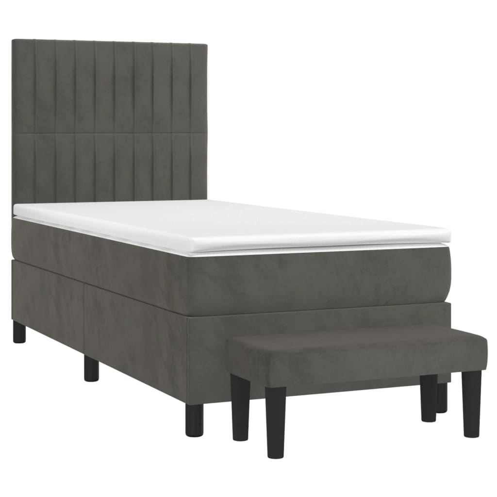 Boxspring met matras fluweel donkergrijs 90x190 cm is nu te koop bij PeponiXL, paradijselijk wonen!