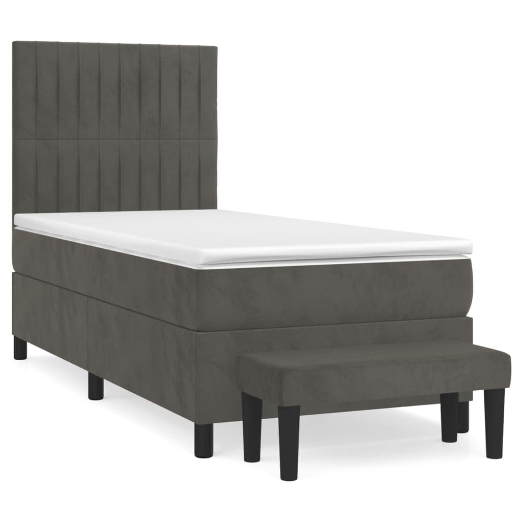 Boxspring met matras fluweel donkergrijs 100x200 cm is nu te koop bij PeponiXL, paradijselijk wonen!