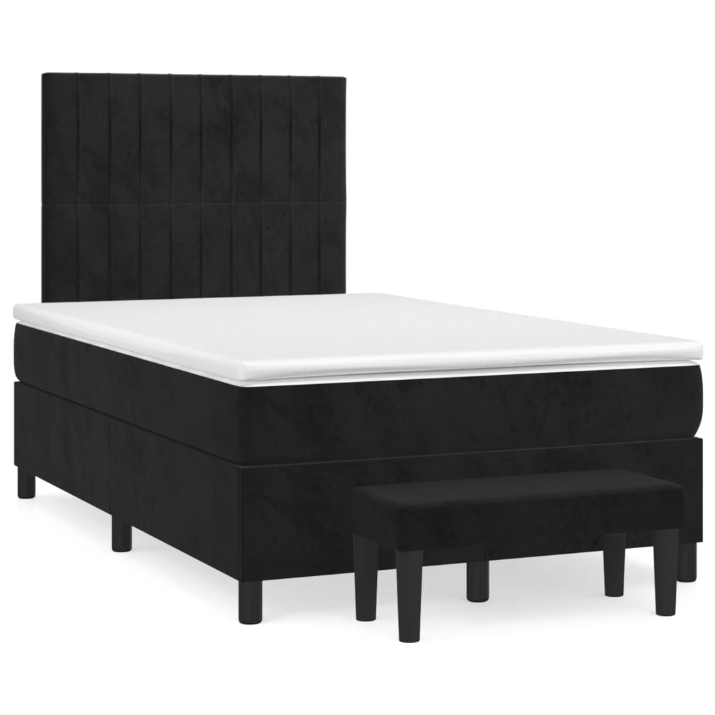 Boxspring met matras fluweel zwart 120x200 cm is nu te koop bij PeponiXL, paradijselijk wonen!