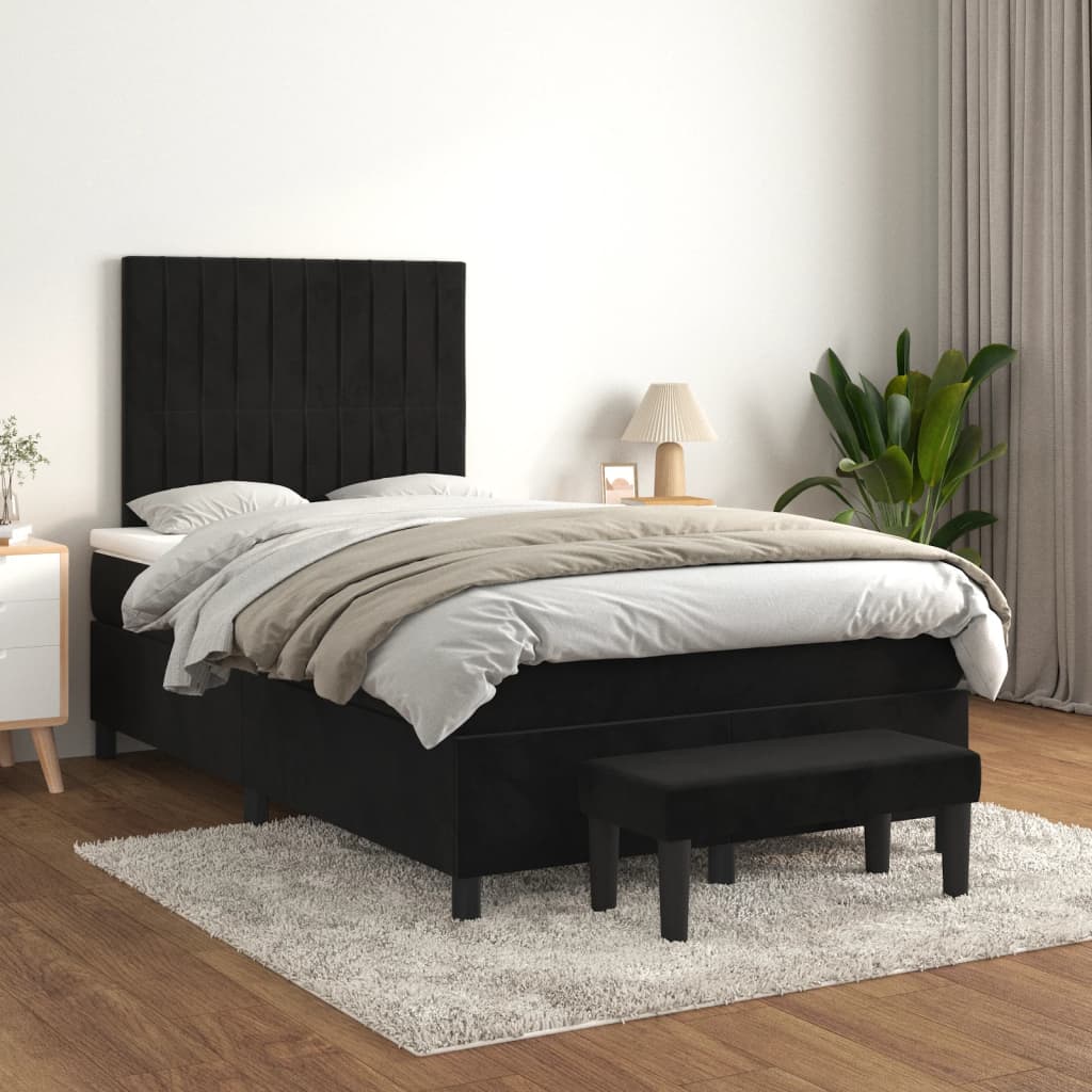 Boxspring met matras fluweel zwart 120x200 cm is nu te koop bij PeponiXL, paradijselijk wonen!