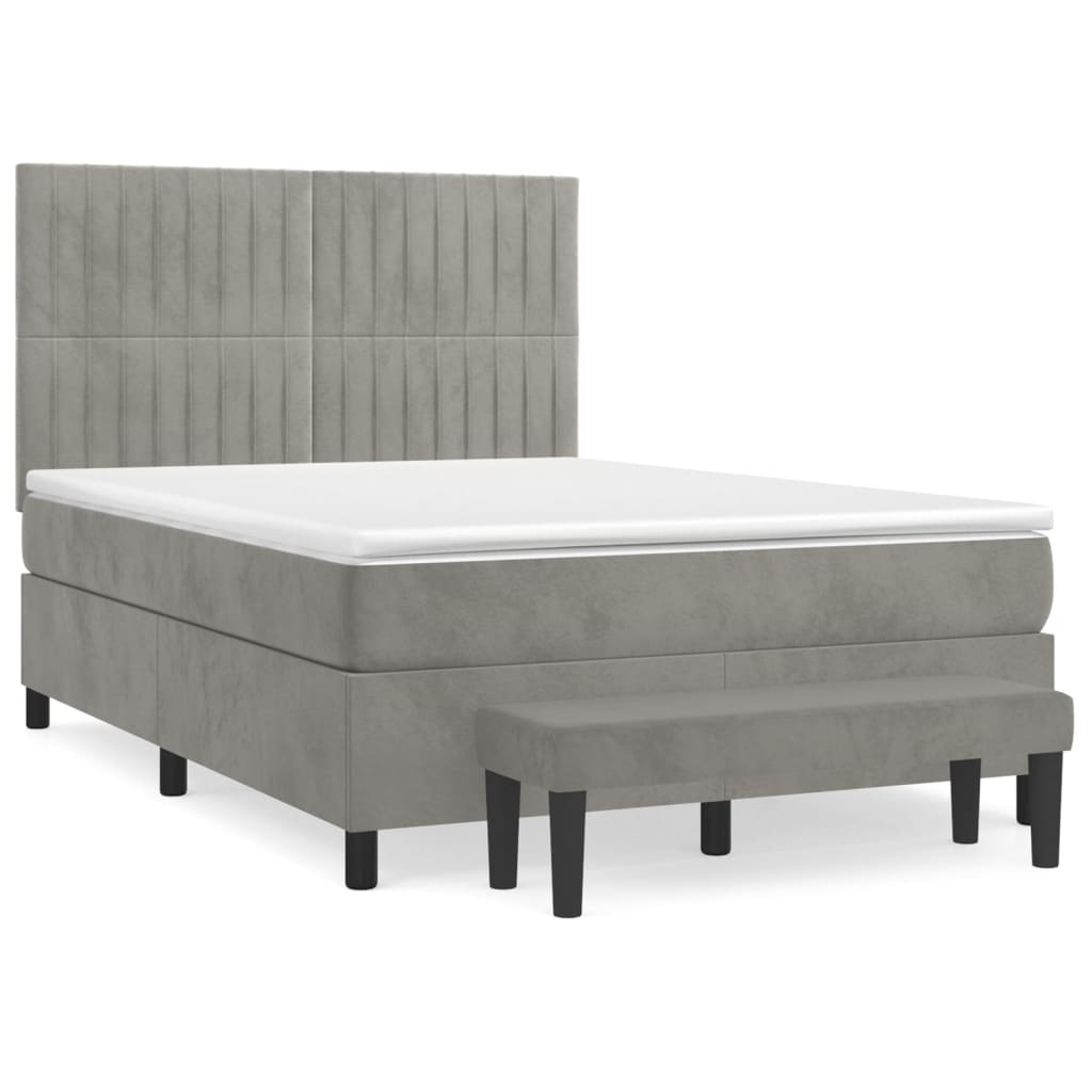 Boxspring met matras fluweel lichtgrijs 140x200 cm is nu te koop bij PeponiXL, paradijselijk wonen!