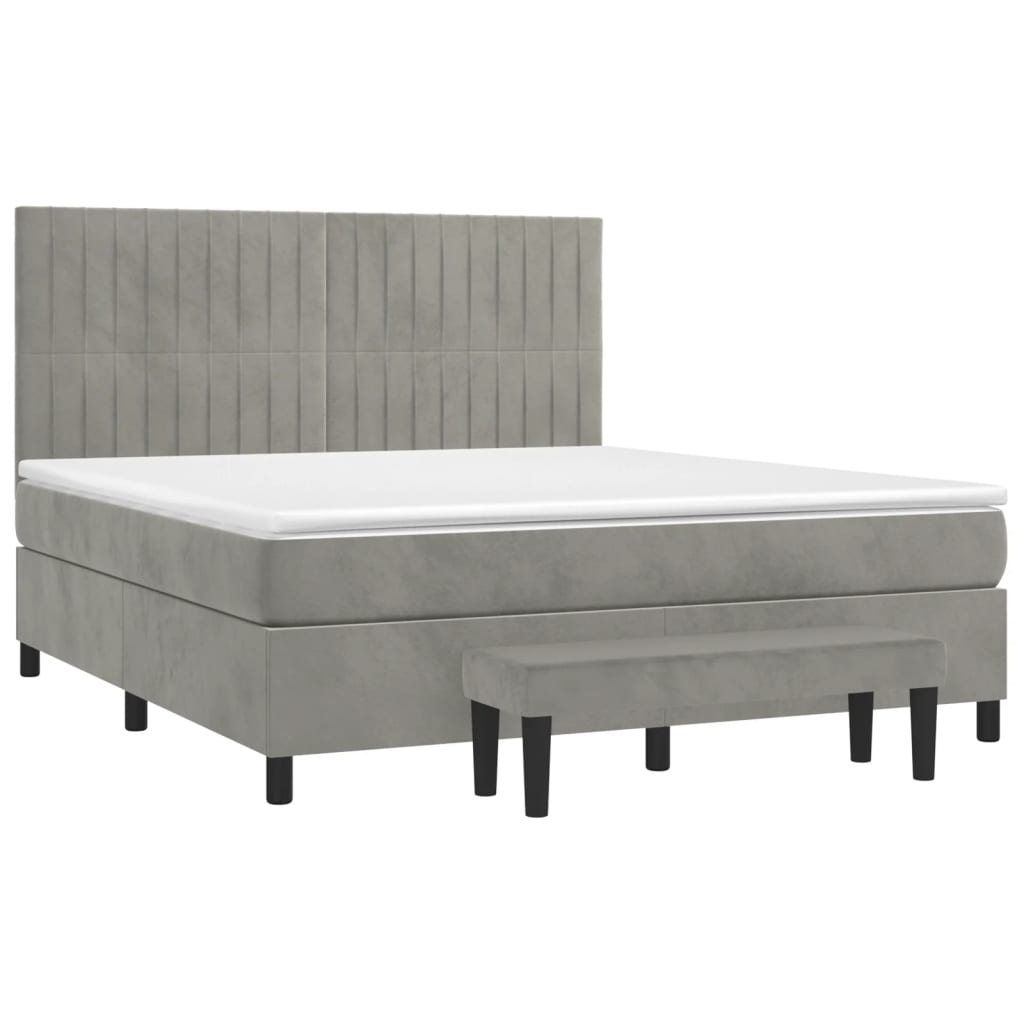 Boxspring met matras fluweel lichtgrijs 180x200 cm is nu te koop bij PeponiXL, paradijselijk wonen!