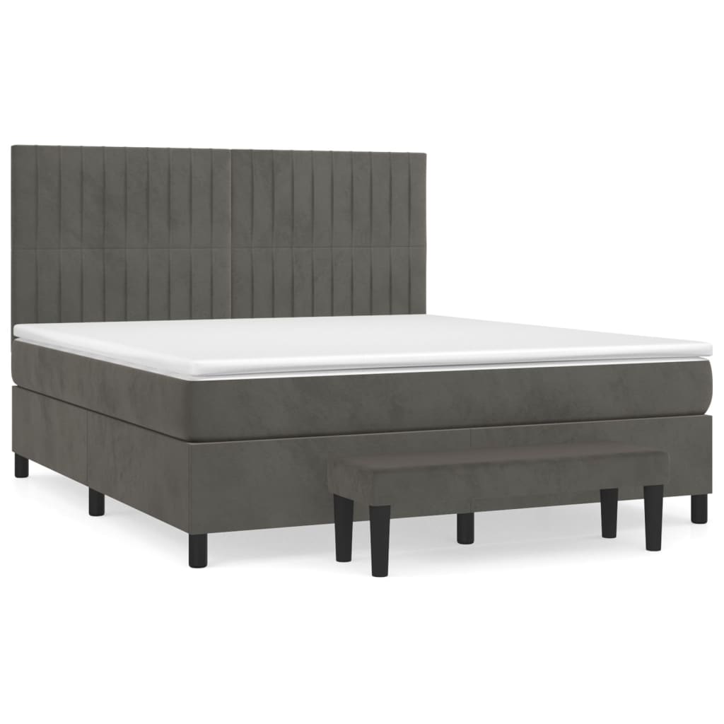 Boxspring met matras fluweel donkergrijs 180x200 cm is nu te koop bij PeponiXL, paradijselijk wonen!