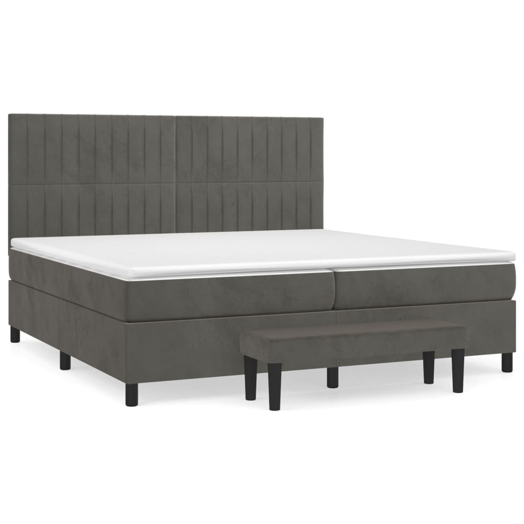 Boxspring met matras fluweel donkergrijs 200x200 cm is nu te koop bij PeponiXL, paradijselijk wonen!