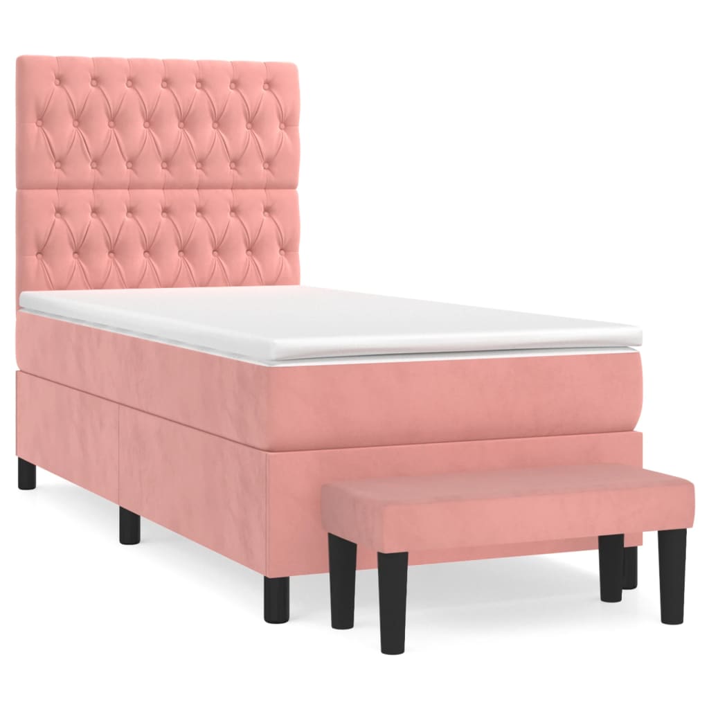 Boxspring met matras fluweel roze 80x200 cm is nu te koop bij PeponiXL, paradijselijk wonen!