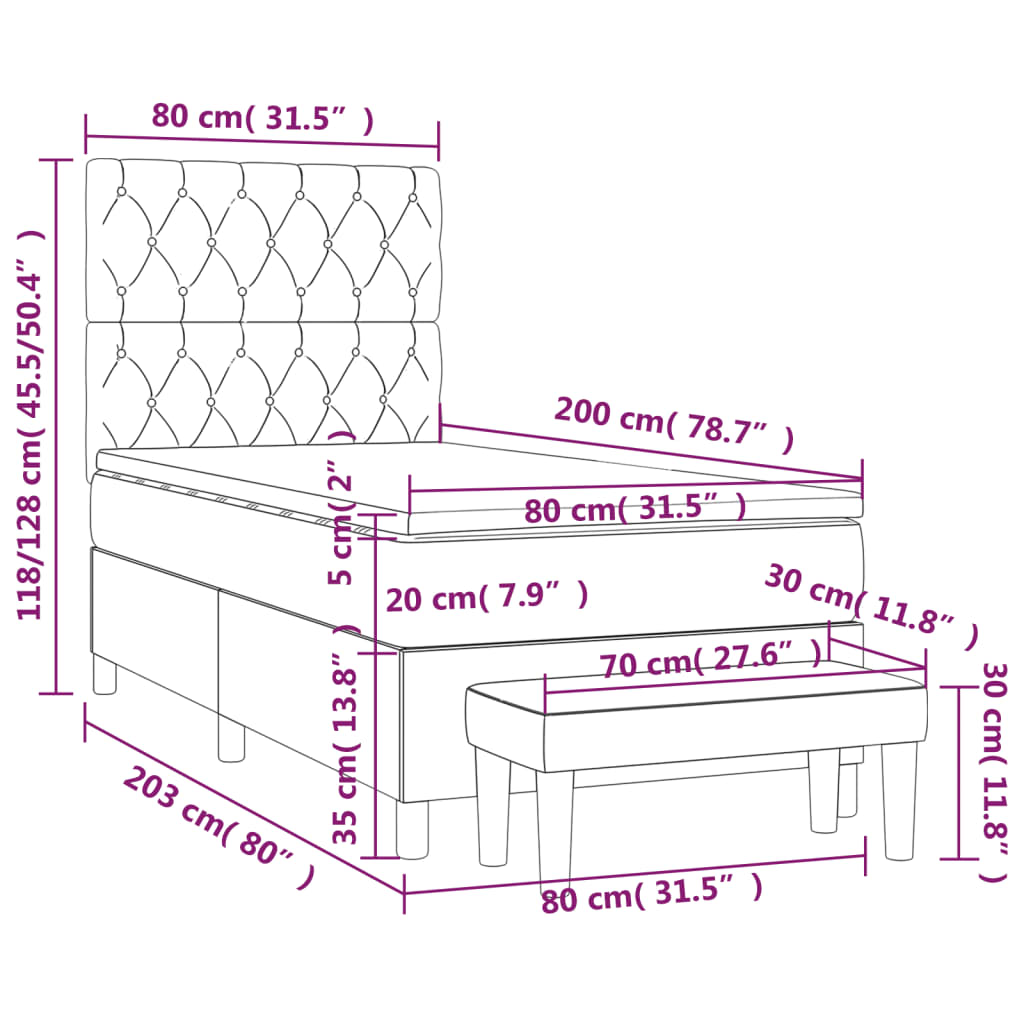 Boxspring met matras fluweel roze 80x200 cm is nu te koop bij PeponiXL, paradijselijk wonen!