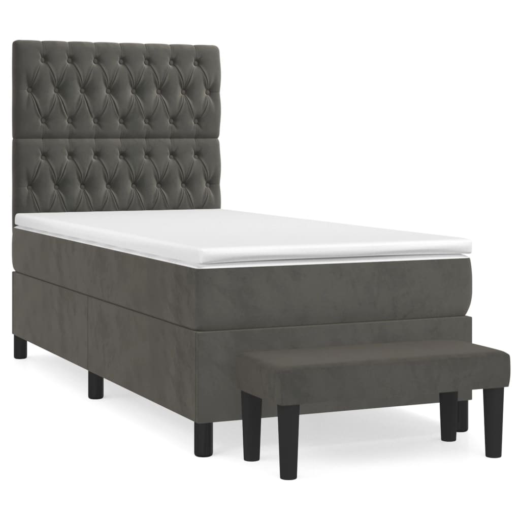Boxspring met matras fluweel donkergrijs 90x190 cm is nu te koop bij PeponiXL, paradijselijk wonen!
