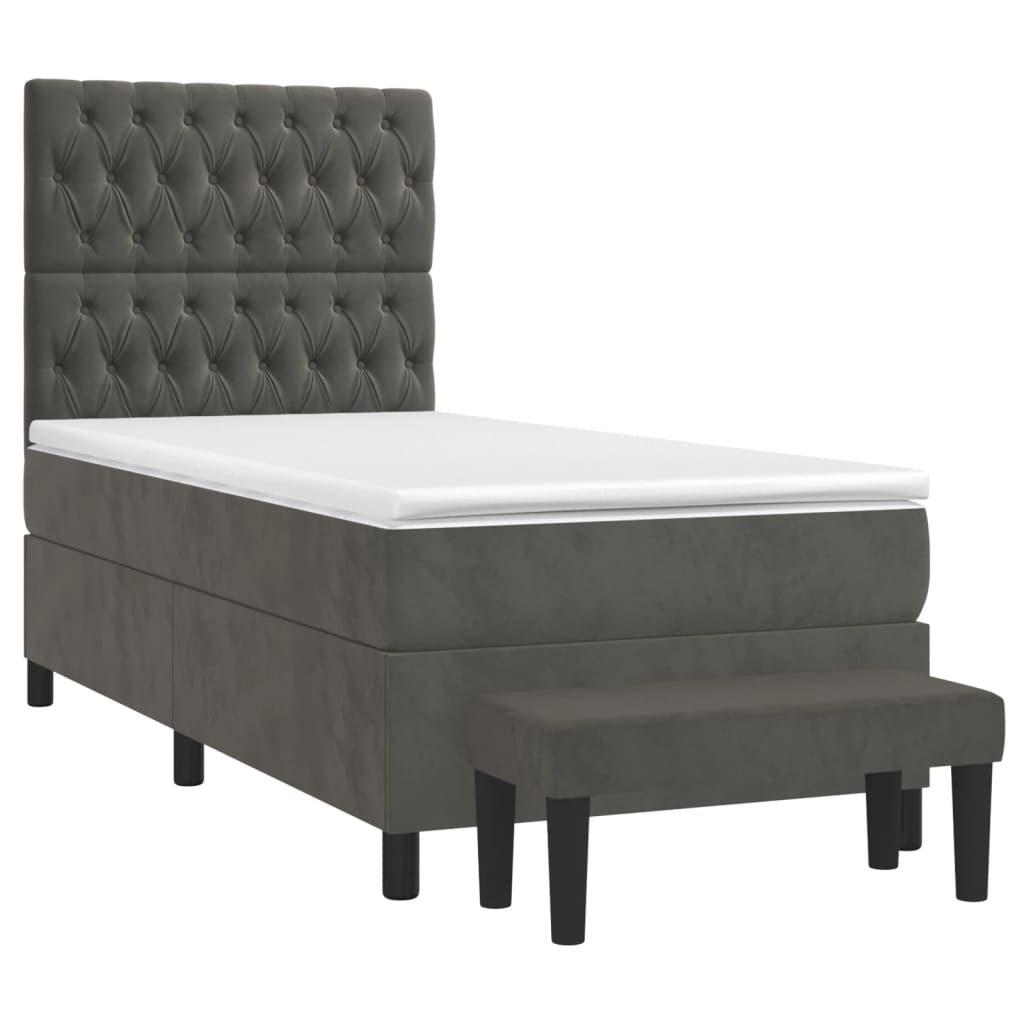 Boxspring met matras fluweel donkergrijs 90x200 cm is nu te koop bij PeponiXL, paradijselijk wonen!