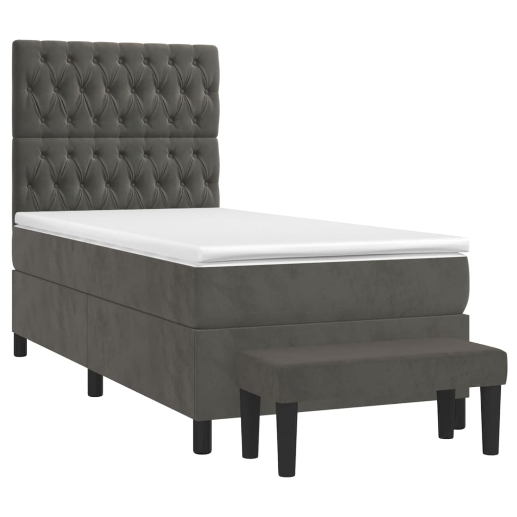 Boxspring met matras fluweel donkergrijs 100x200 cm is nu te koop bij PeponiXL, paradijselijk wonen!