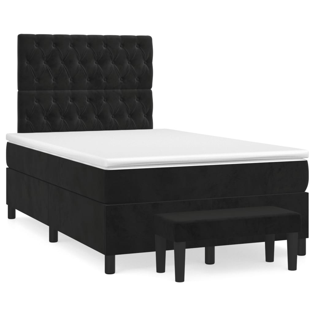 Boxspring met matras fluweel zwart 120x200 cm is nu te koop bij PeponiXL, paradijselijk wonen!