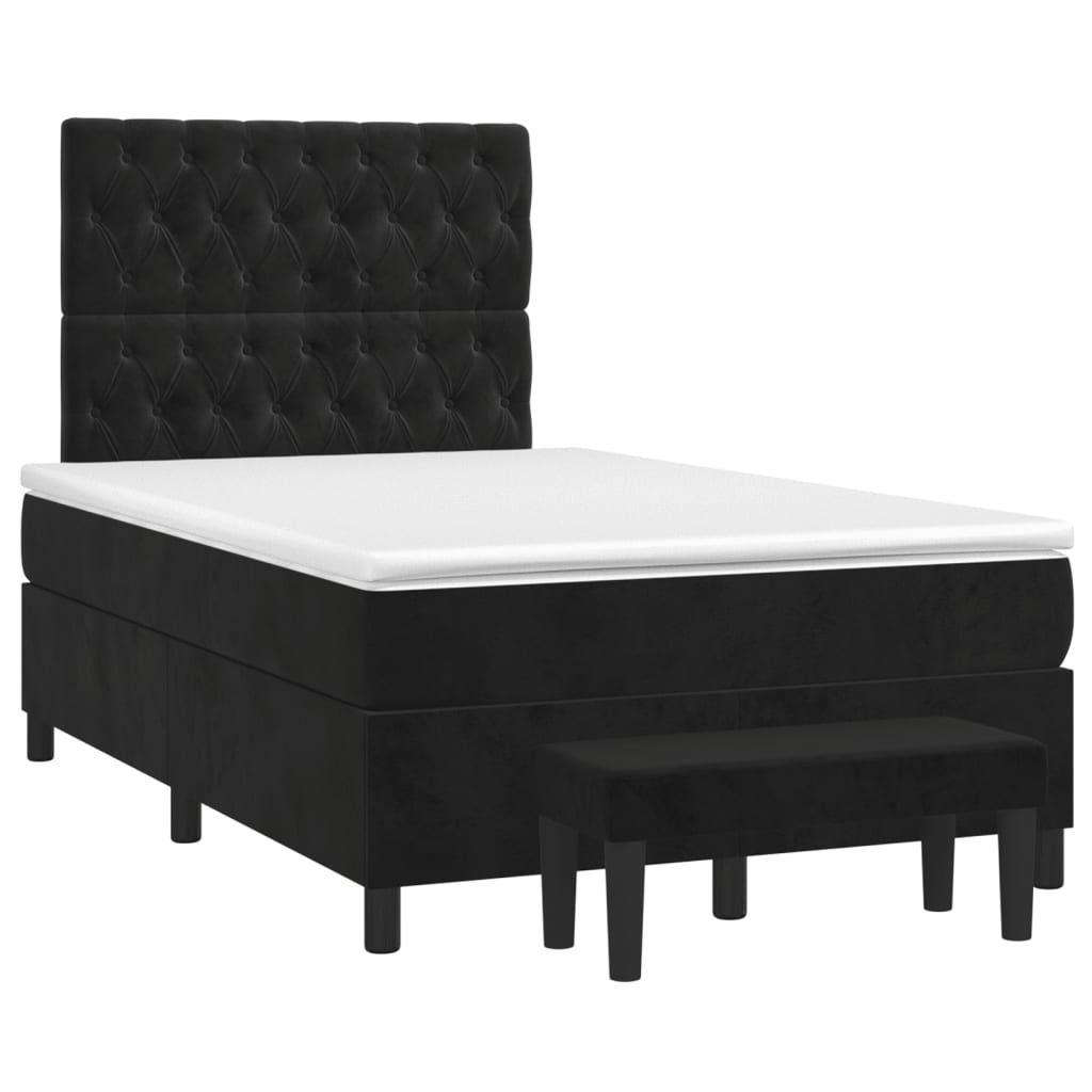 Boxspring met matras fluweel zwart 120x200 cm is nu te koop bij PeponiXL, paradijselijk wonen!