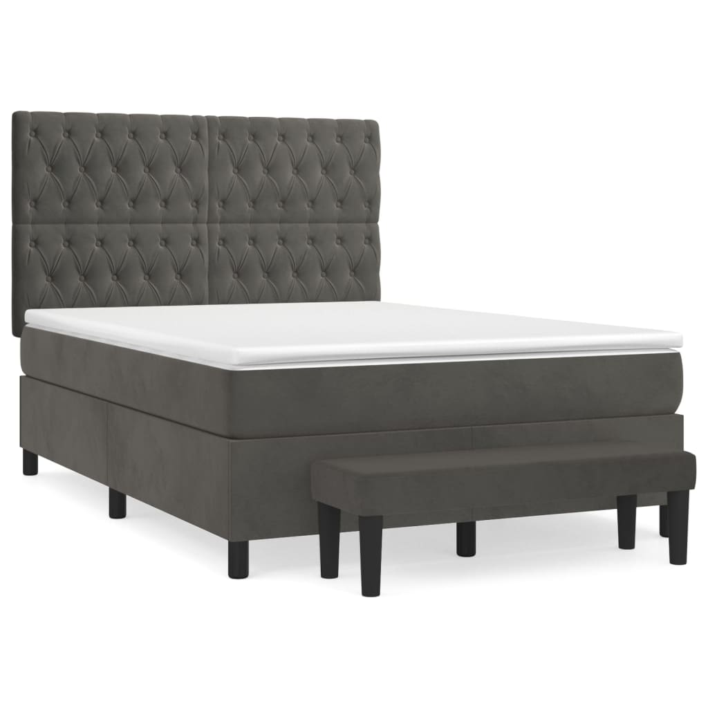 Boxspring met matras fluweel donkergrijs 140x190 cm is nu te koop bij PeponiXL, paradijselijk wonen!