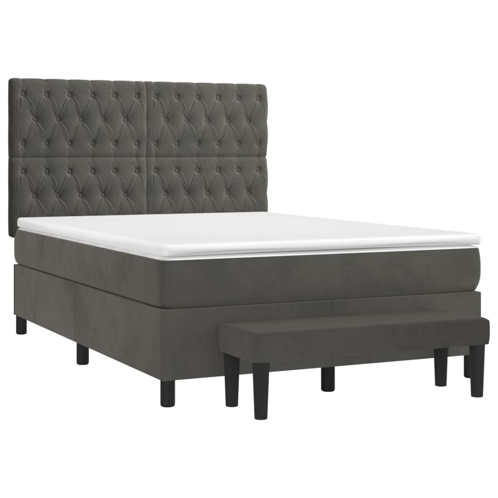 Boxspring met matras fluweel donkergrijs 140x190 cm is nu te koop bij PeponiXL, paradijselijk wonen!