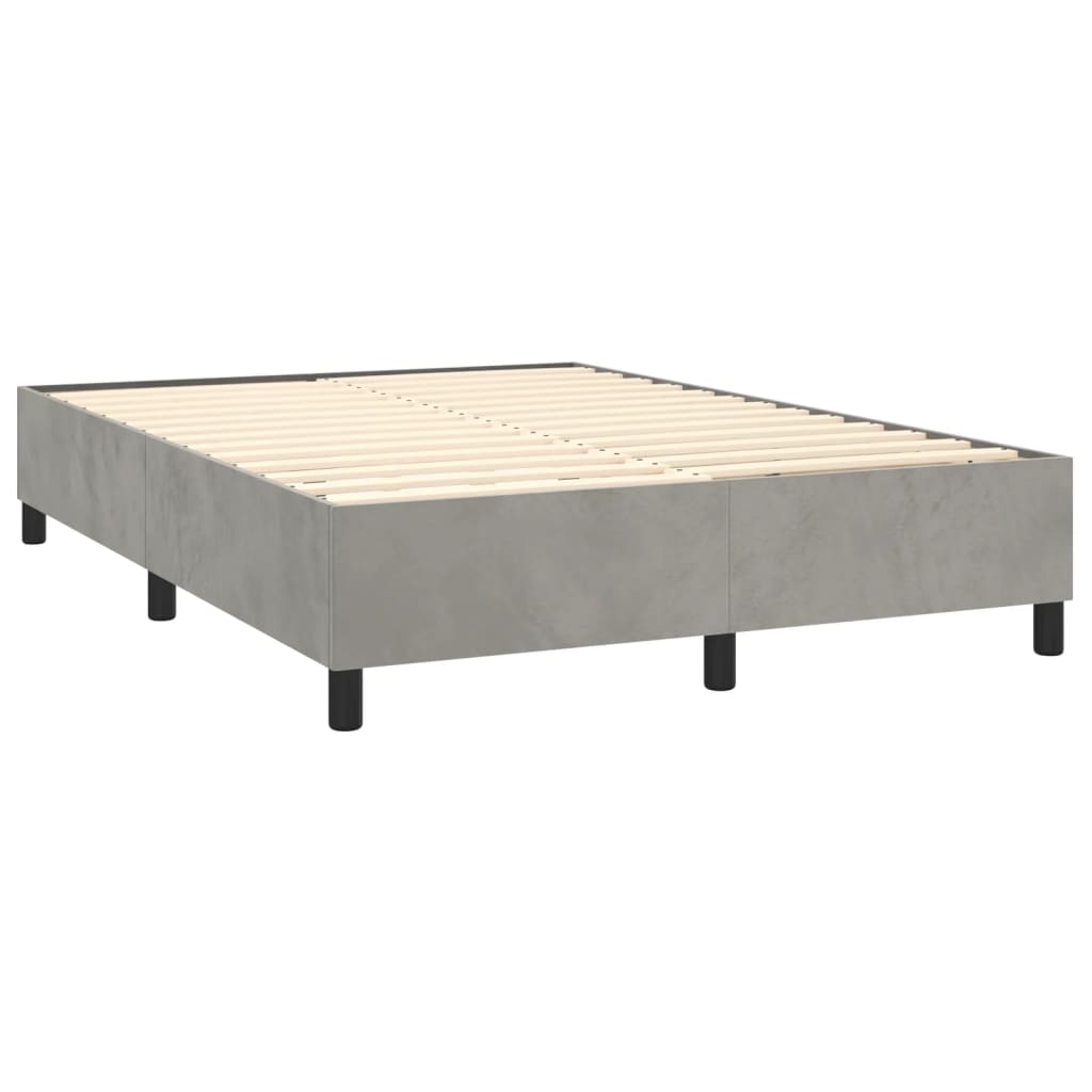 Boxspring met matras fluweel lichtgrijs 140x200 cm is nu te koop bij PeponiXL, paradijselijk wonen!