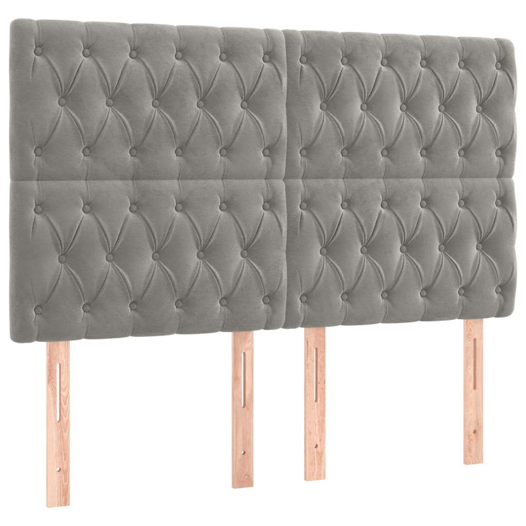 Boxspring met matras fluweel lichtgrijs 160x200 cm is nu te koop bij PeponiXL, paradijselijk wonen!