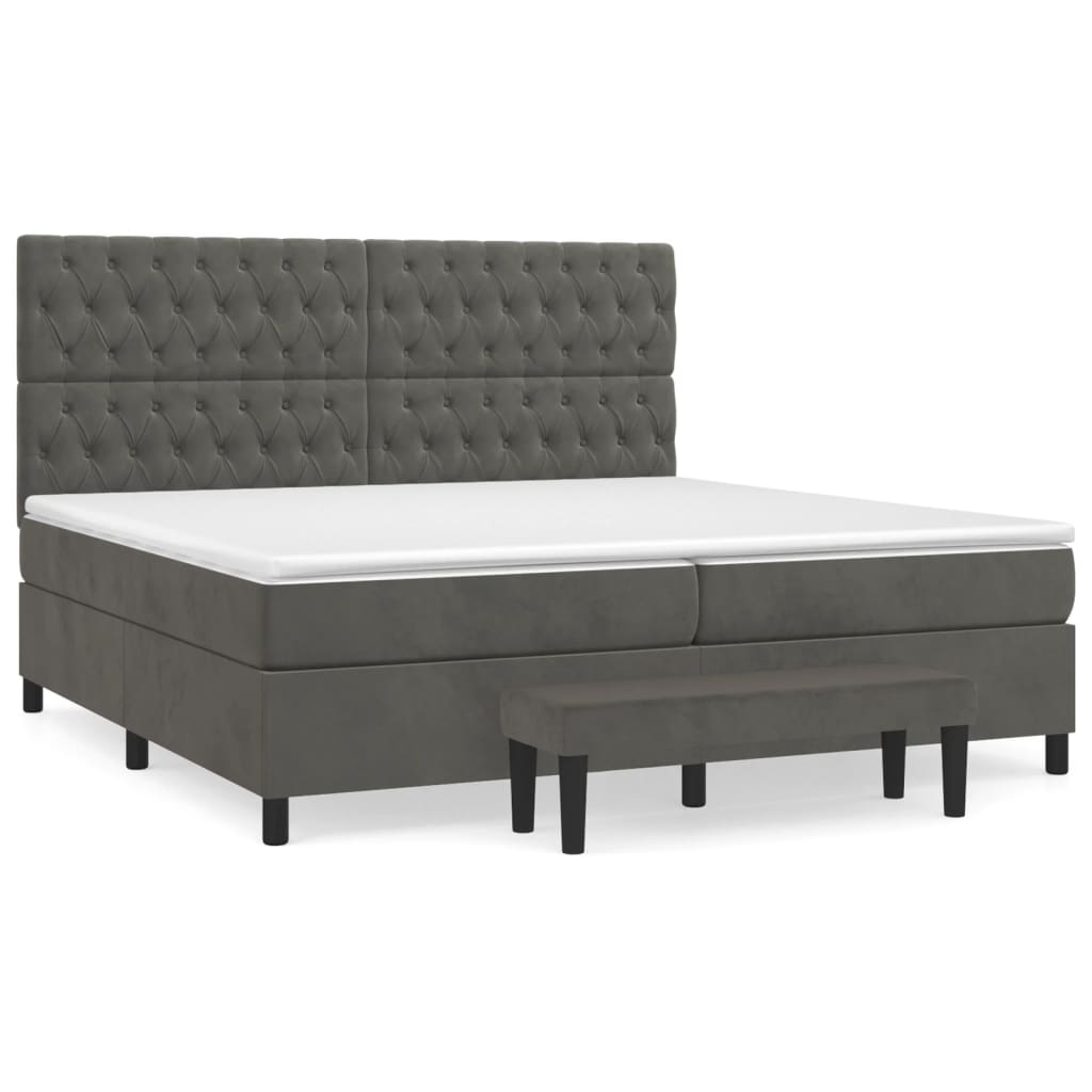 Boxspring met matras fluweel donkergrijs 200x200 cm is nu te koop bij PeponiXL, paradijselijk wonen!