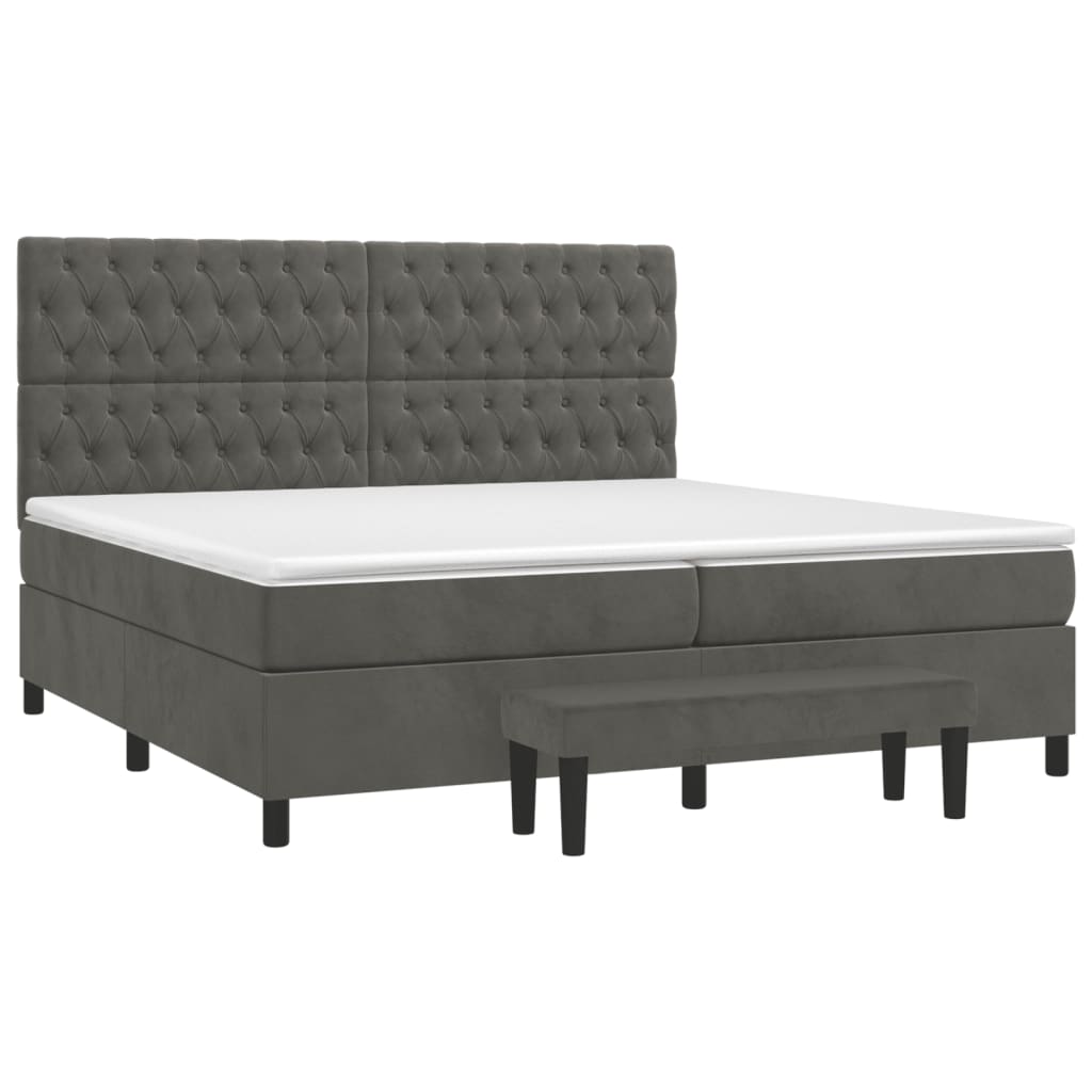 Boxspring met matras fluweel donkergrijs 200x200 cm is nu te koop bij PeponiXL, paradijselijk wonen!