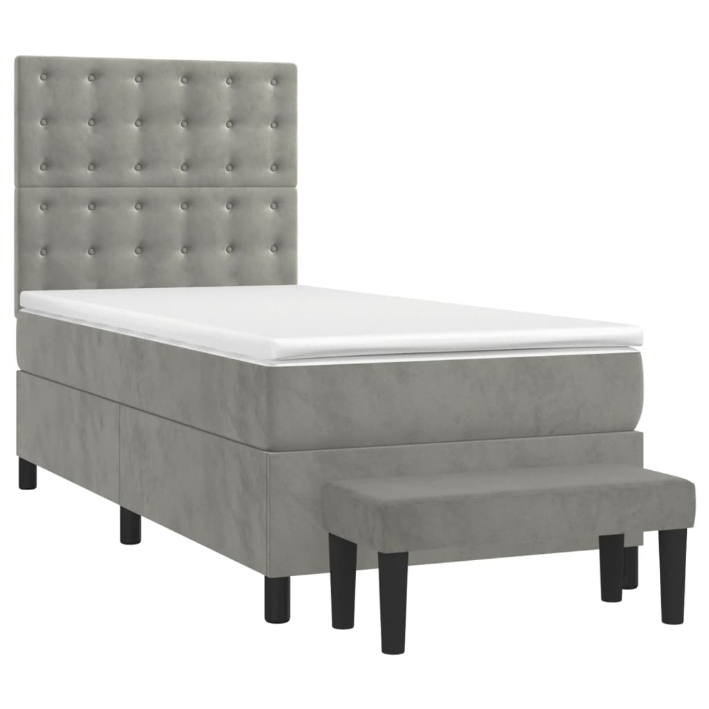 Boxspring met matras fluweel lichtgrijs 80x200 cm is nu te koop bij PeponiXL, paradijselijk wonen!