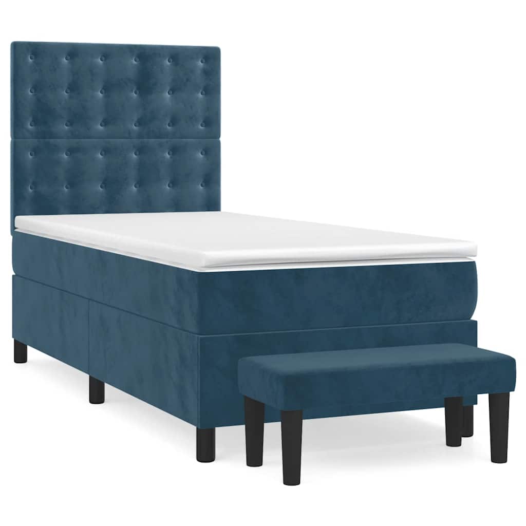 Boxspring met matras fluweel donkerblauw 90x190 cm is nu te koop bij PeponiXL, paradijselijk wonen!