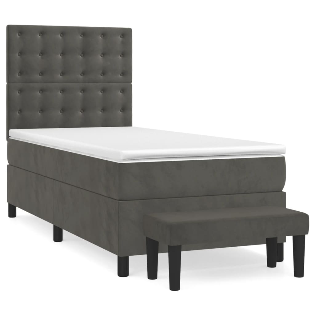 Boxspring met matras fluweel donkergrijs 90x200 cm is nu te koop bij PeponiXL, paradijselijk wonen!
