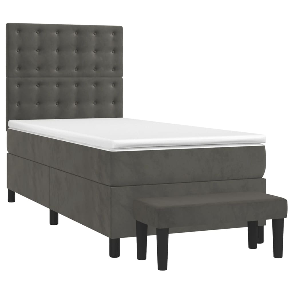 Boxspring met matras fluweel donkergrijs 90x200 cm is nu te koop bij PeponiXL, paradijselijk wonen!