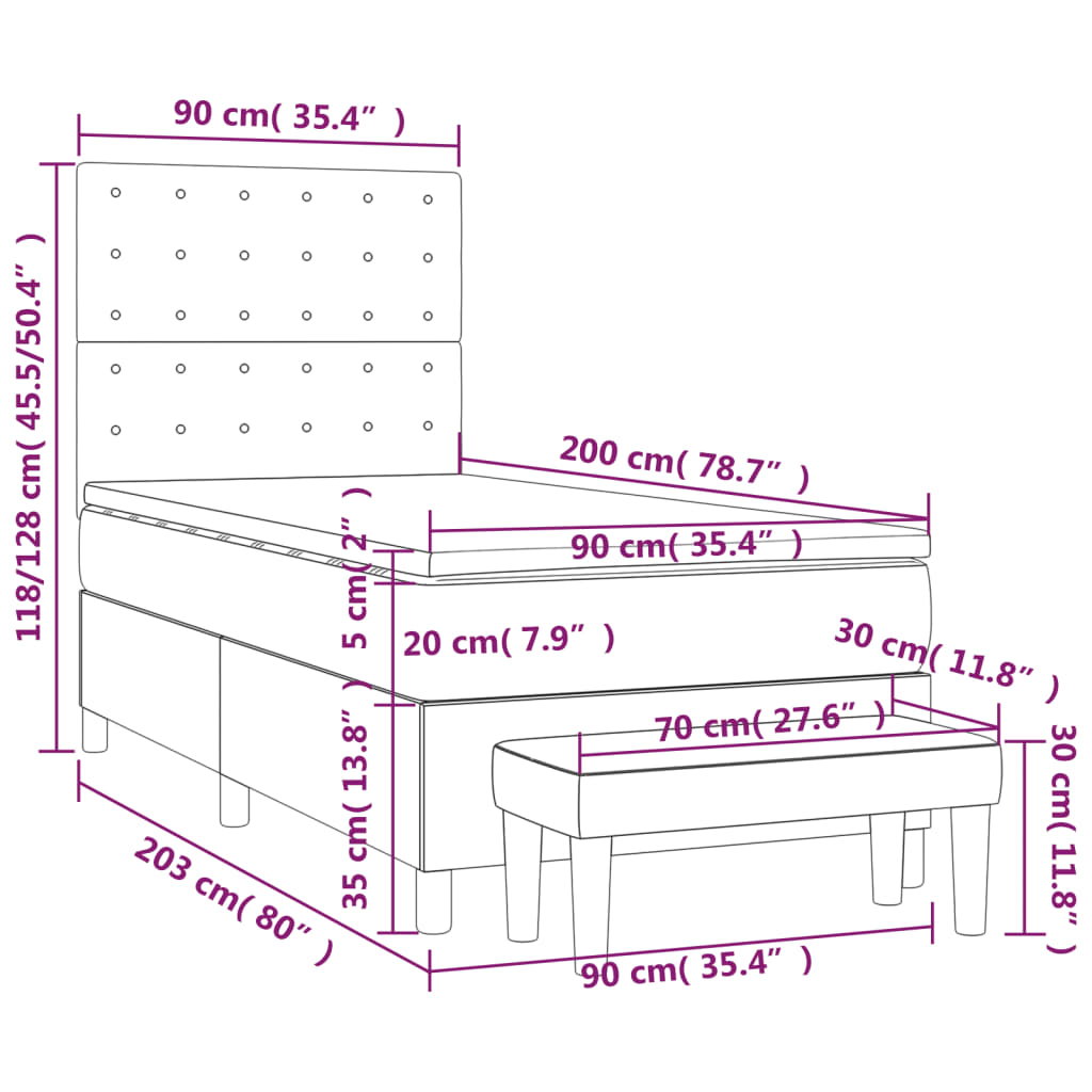 Boxspring met matras fluweel donkergrijs 90x200 cm is nu te koop bij PeponiXL, paradijselijk wonen!
