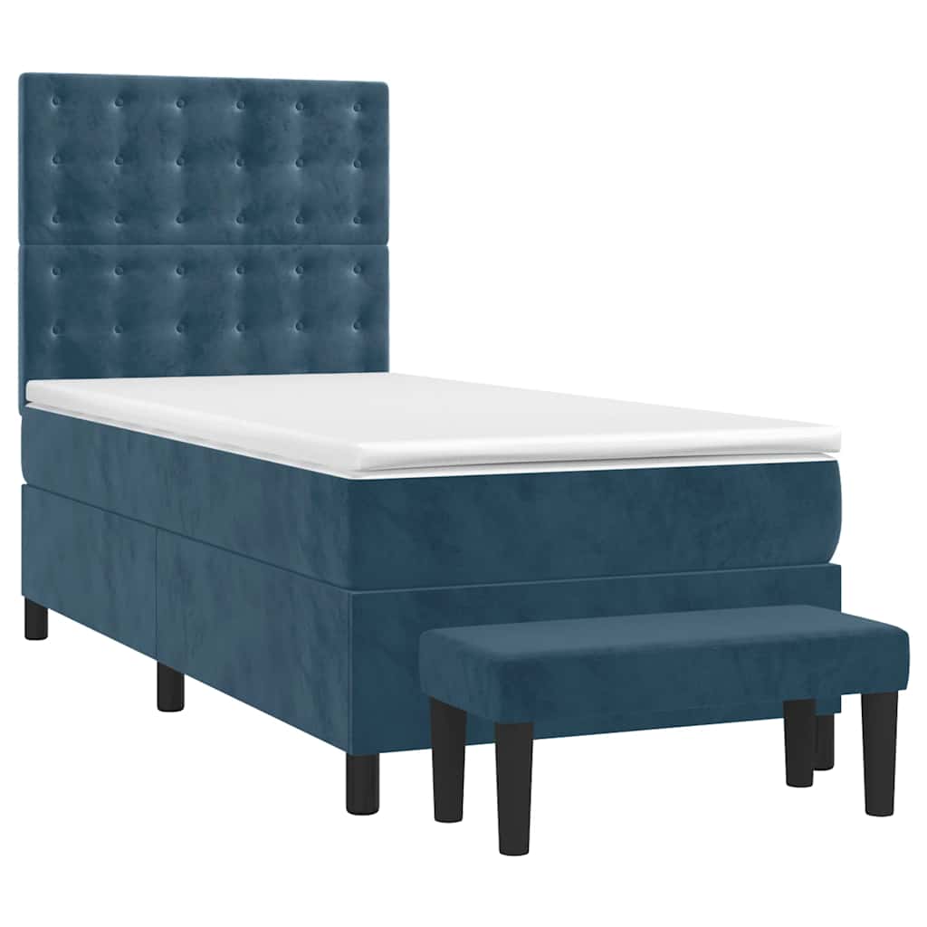 Boxspring met matras fluweel donkerblauw 90x200 cm is nu te koop bij PeponiXL, paradijselijk wonen!