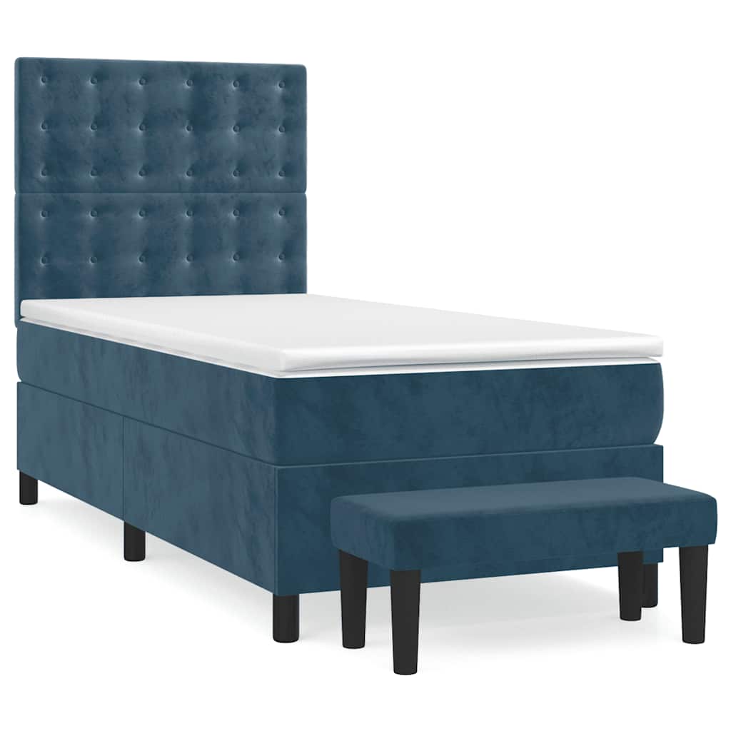 Boxspring met matras fluweel donkerblauw 90x200 cm is nu te koop bij PeponiXL, paradijselijk wonen!