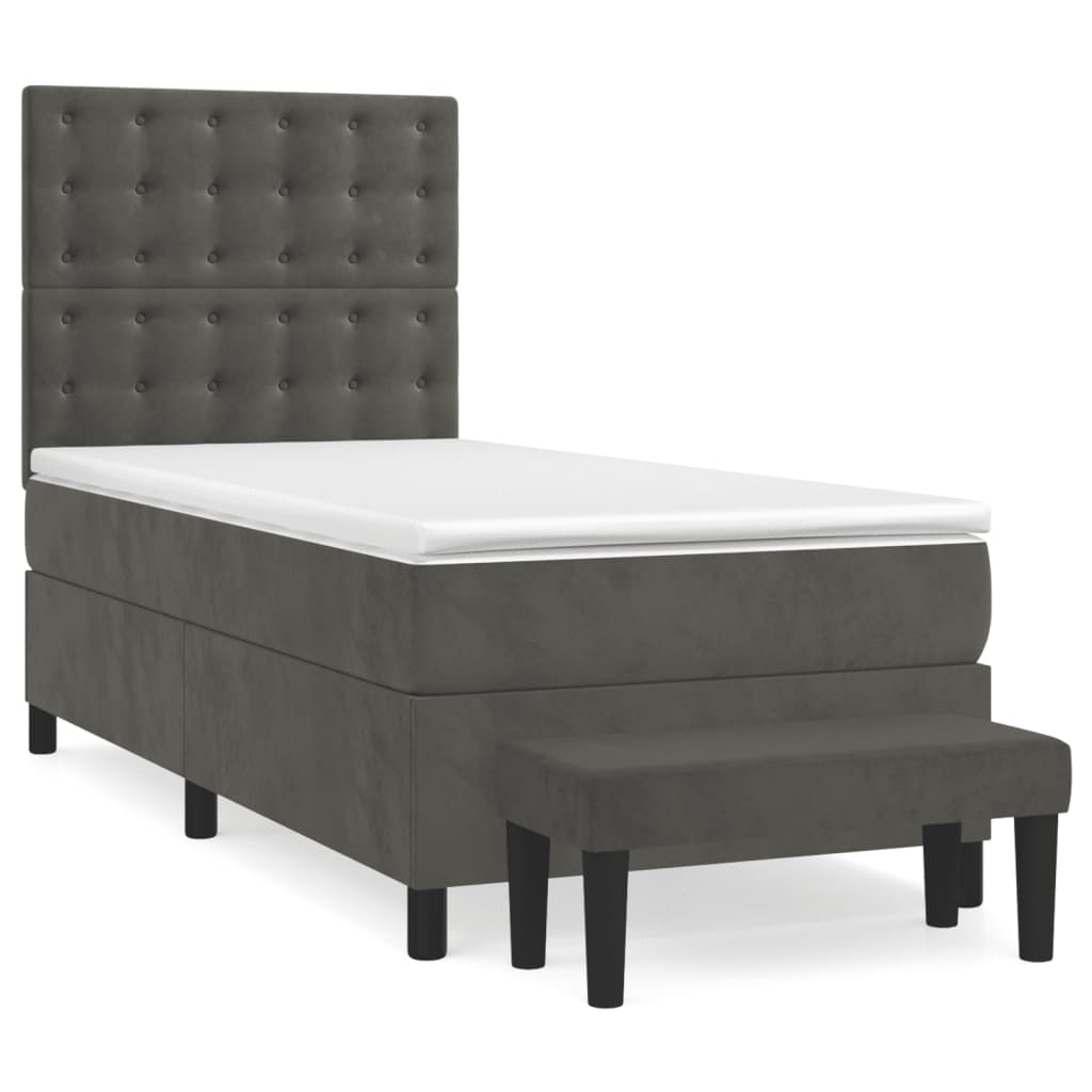 Boxspring met matras fluweel donkergrijs 100x200 cm is nu te koop bij PeponiXL, paradijselijk wonen!