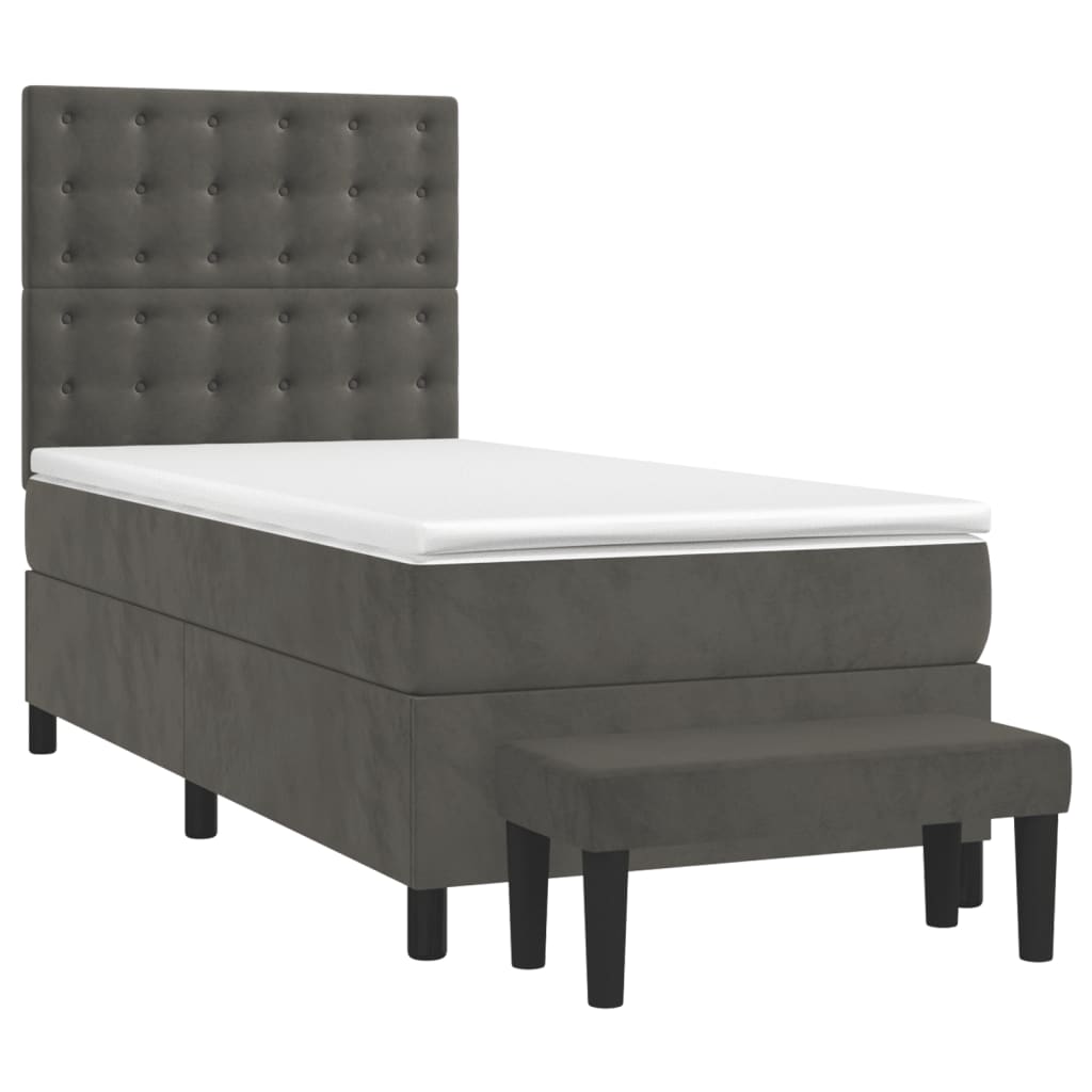 Boxspring met matras fluweel donkergrijs 100x200 cm is nu te koop bij PeponiXL, paradijselijk wonen!