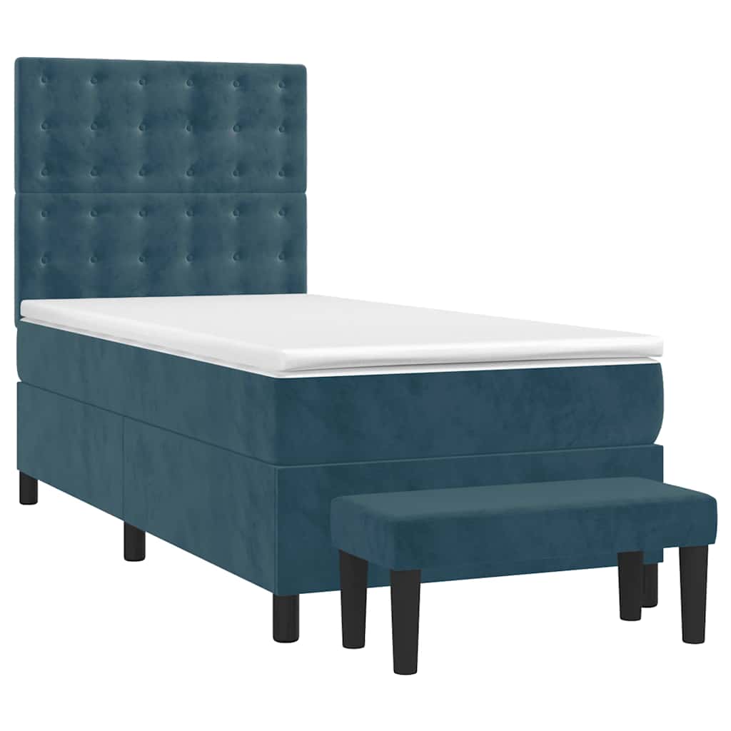 Boxspring met matras fluweel donkerblauw 100x200 cm is nu te koop bij PeponiXL, paradijselijk wonen!