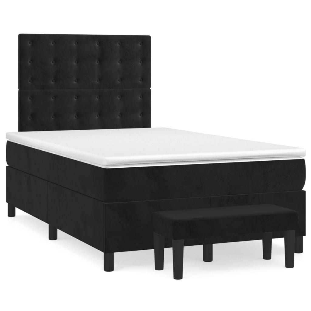 Boxspring met matras fluweel zwart 120x200 cm is nu te koop bij PeponiXL, paradijselijk wonen!
