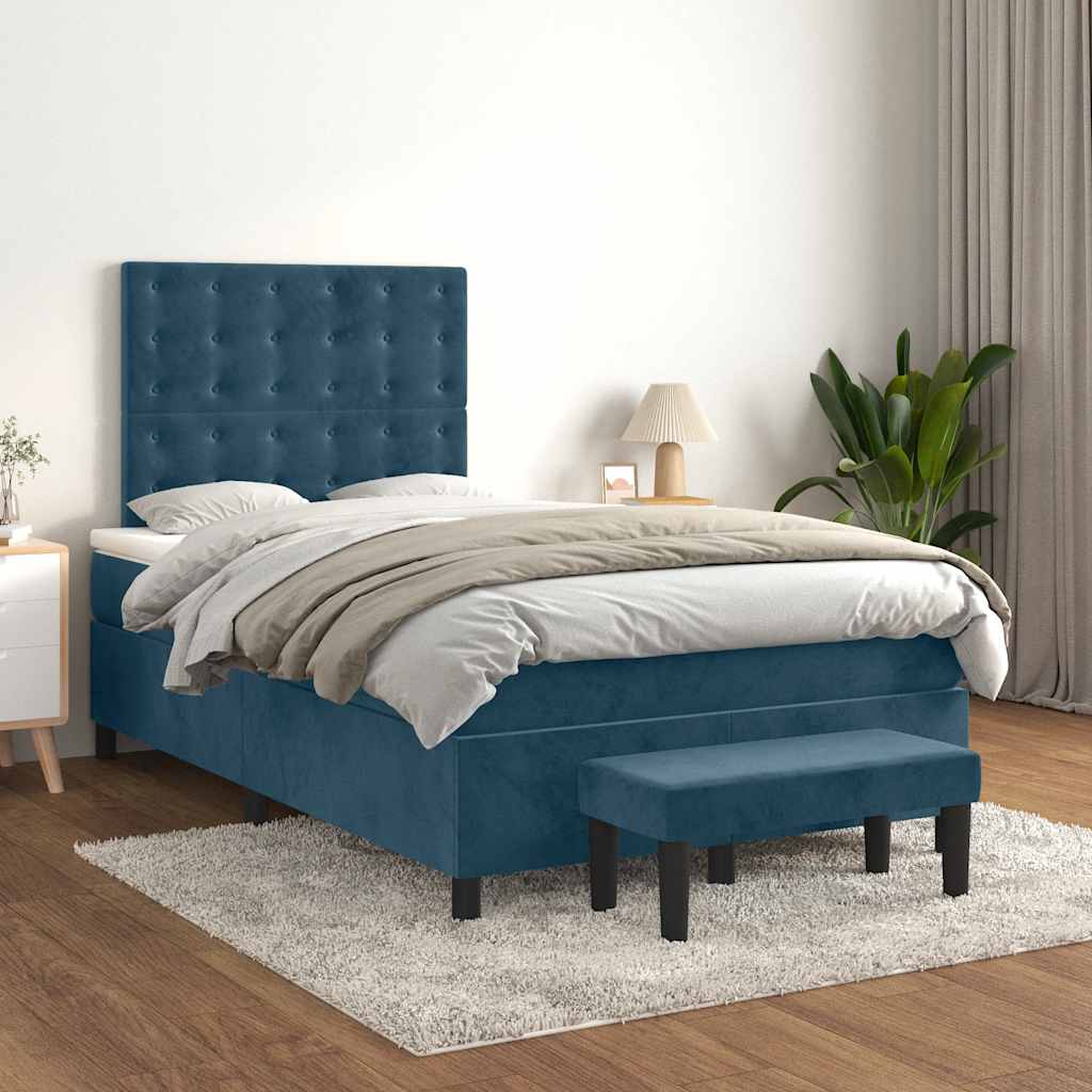 Boxspring met matras fluweel donkerblauw 120x200 cm is nu te koop bij PeponiXL, paradijselijk wonen!