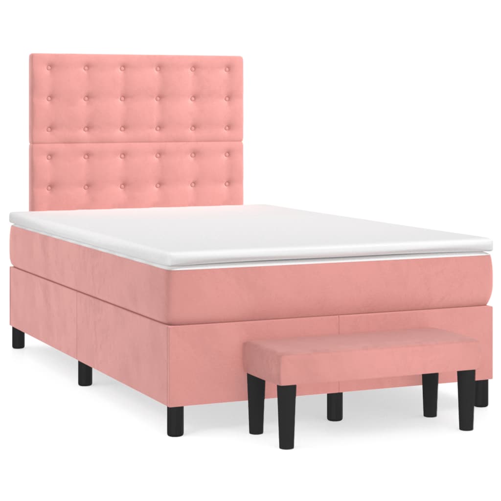 Boxspring met matras fluweel roze 120x200 cm is nu te koop bij PeponiXL, paradijselijk wonen!