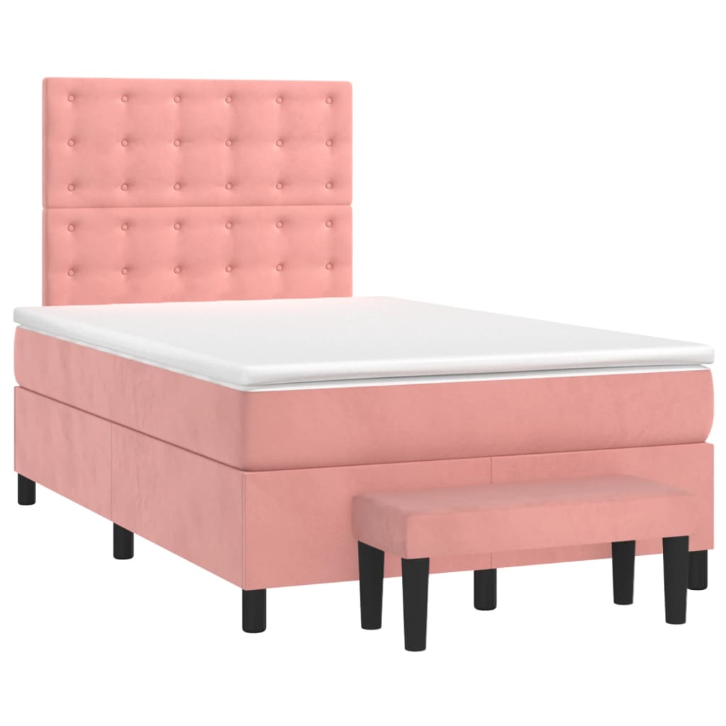 Boxspring met matras fluweel roze 120x200 cm is nu te koop bij PeponiXL, paradijselijk wonen!