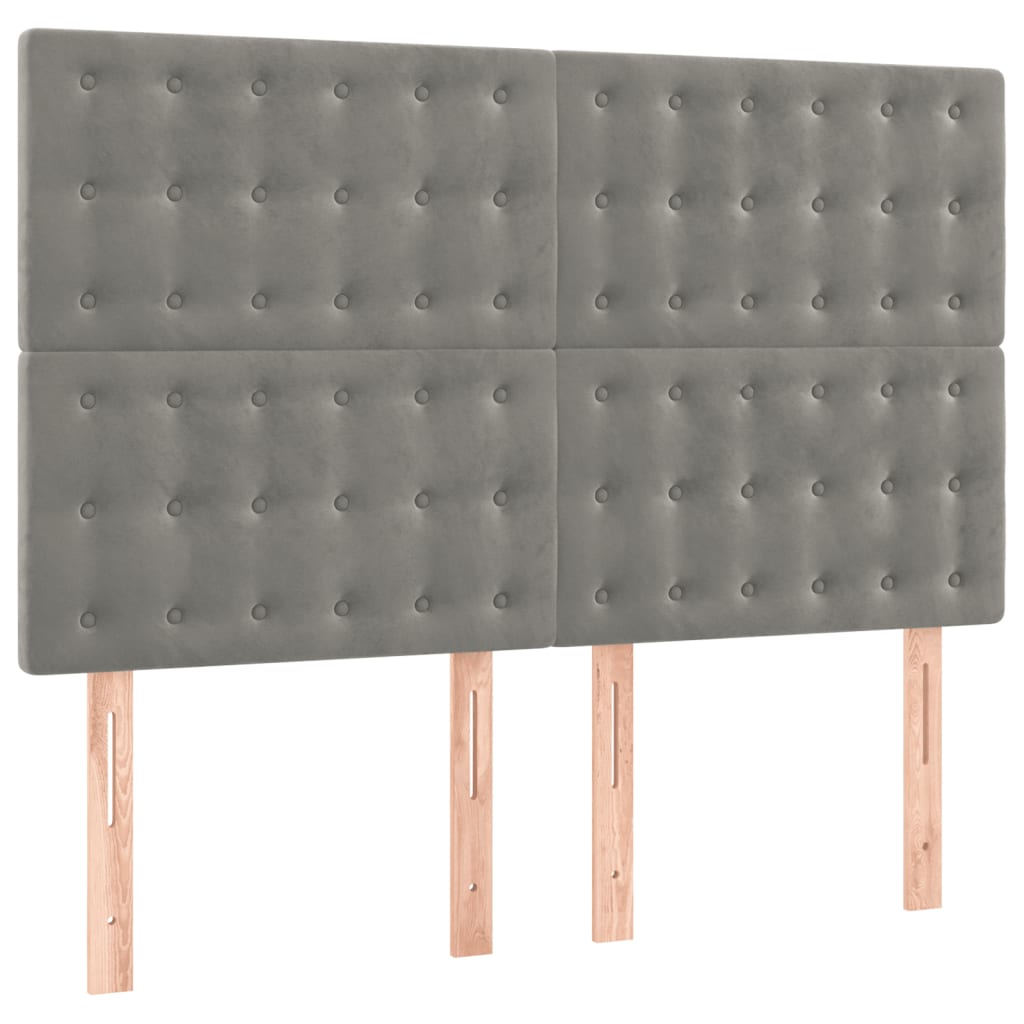 Boxspring met matras fluweel lichtgrijs 140x190 cm is nu te koop bij PeponiXL, paradijselijk wonen!