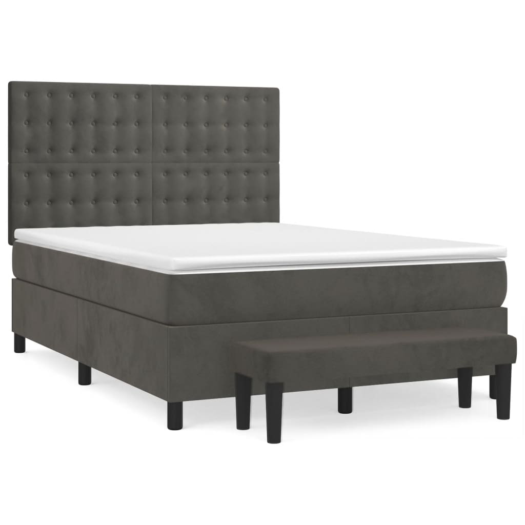 Boxspring met matras fluweel donkergrijs 140x190 cm is nu te koop bij PeponiXL, paradijselijk wonen!