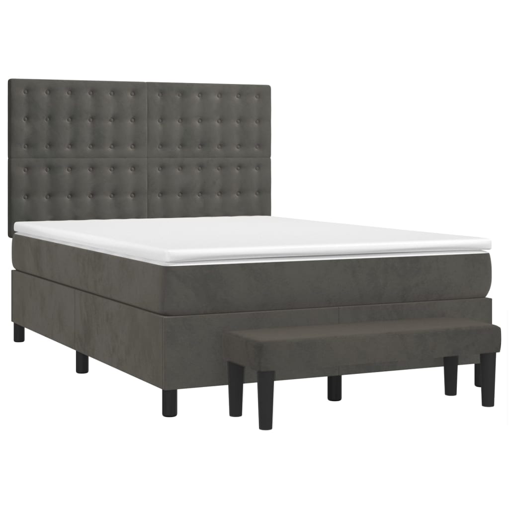 Boxspring met matras fluweel donkergrijs 140x190 cm is nu te koop bij PeponiXL, paradijselijk wonen!