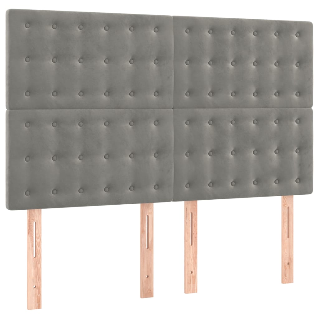 Boxspring met matras fluweel lichtgrijs 140x200 cm is nu te koop bij PeponiXL, paradijselijk wonen!