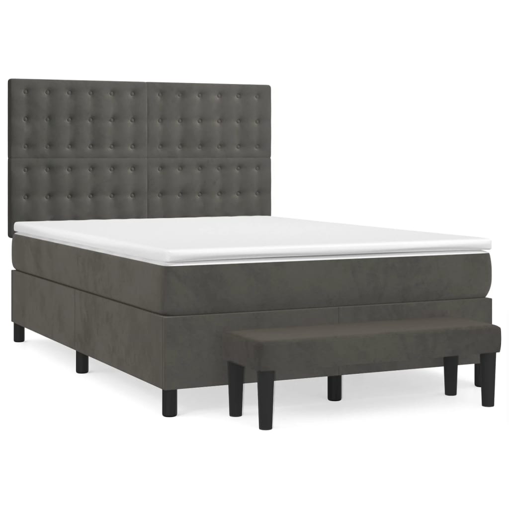 Boxspring met matras fluweel donkergrijs 140x200 cm is nu te koop bij PeponiXL, paradijselijk wonen!