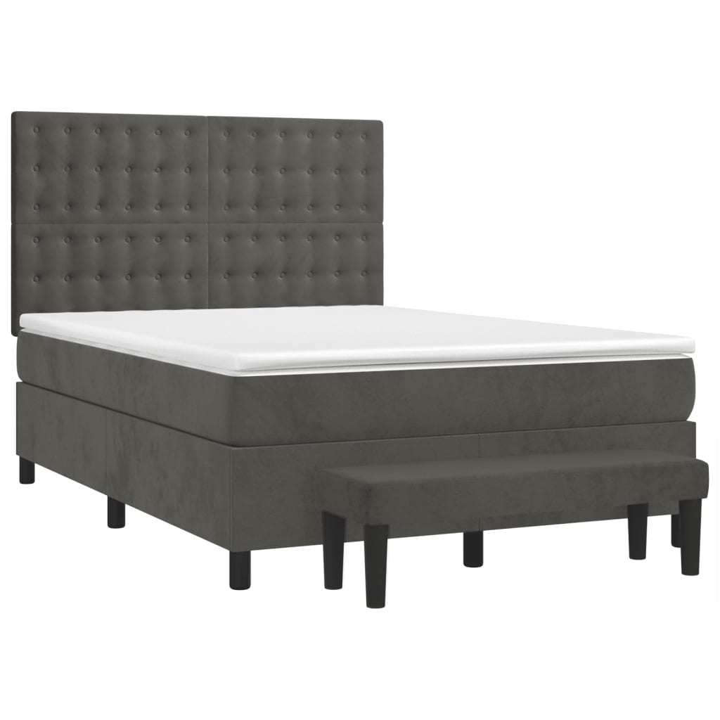 Boxspring met matras fluweel donkergrijs 140x200 cm is nu te koop bij PeponiXL, paradijselijk wonen!