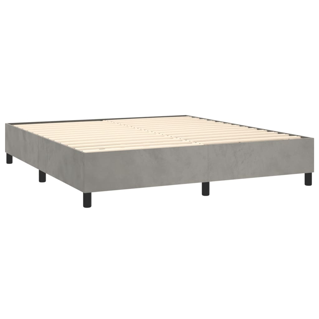 Boxspring met matras fluweel lichtgrijs 160x200 cm is nu te koop bij PeponiXL, paradijselijk wonen!