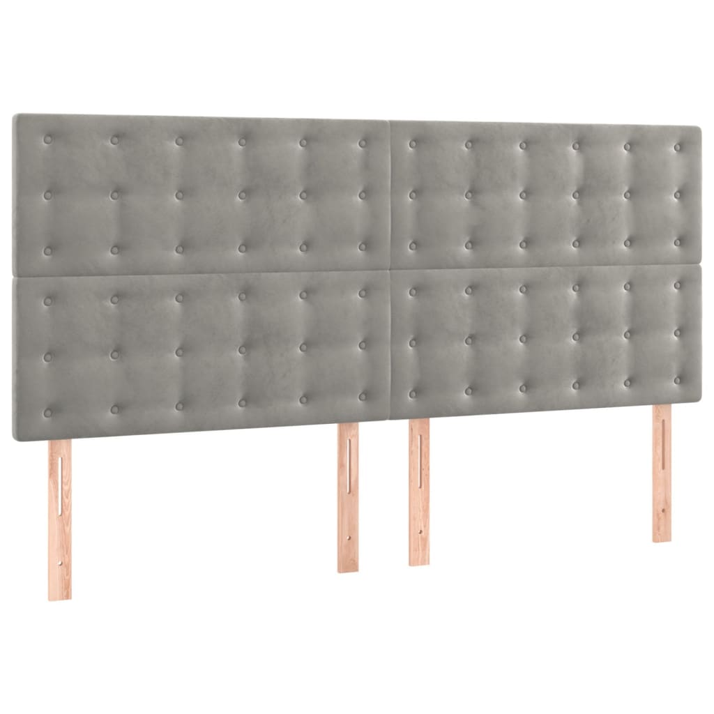 Boxspring met matras fluweel lichtgrijs 160x200 cm is nu te koop bij PeponiXL, paradijselijk wonen!
