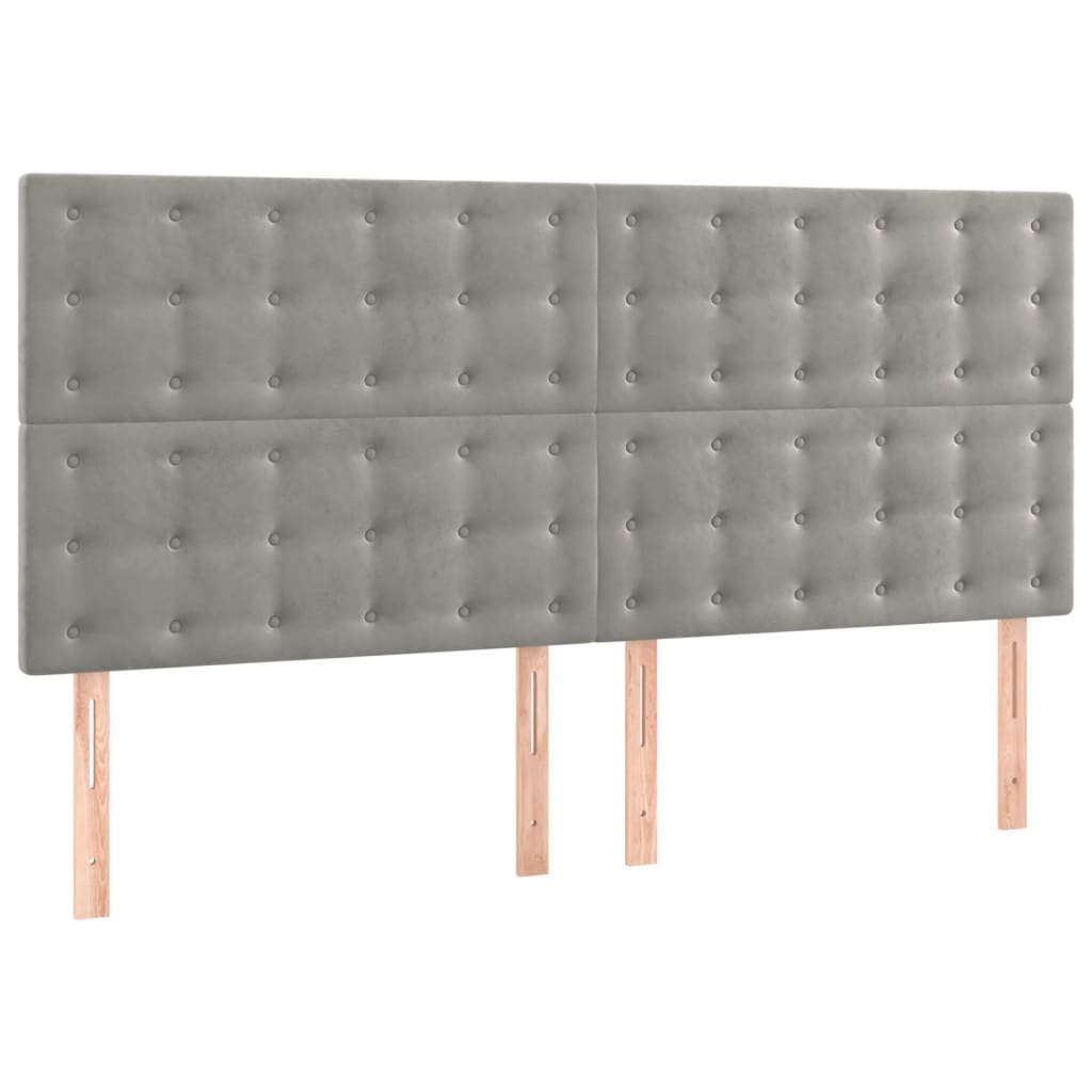 Boxspring met matras fluweel lichtgrijs 200x200 cm is nu te koop bij PeponiXL, paradijselijk wonen!